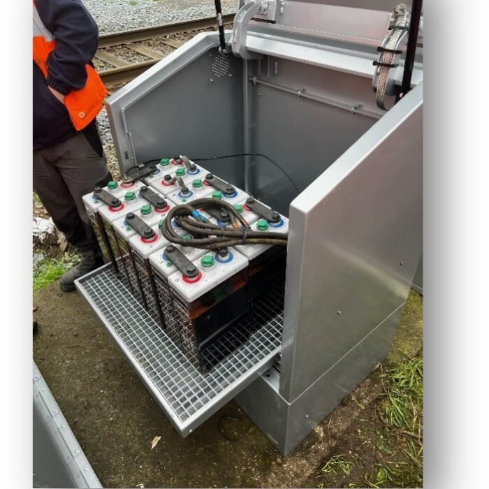 AVAC shelter opened on the battery tray and sealed cable runs