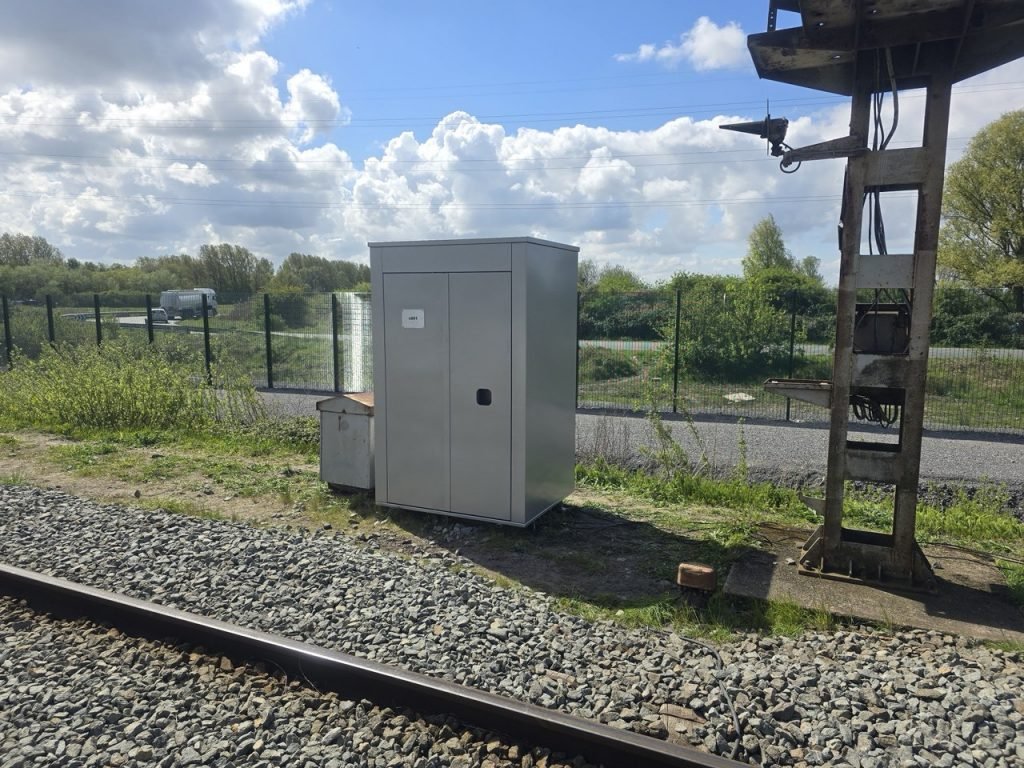 SafeBox AV enclosure on a prepared concrete base